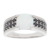 Cushion White Opal Sterling Silver Ring with Diamond Accent showcasing elegance and luxury.